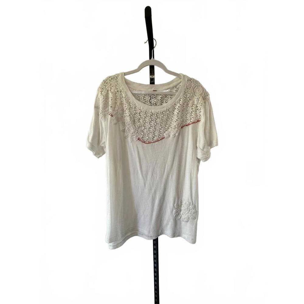 Free People Short Sleeve Top with Crochet Detail XL